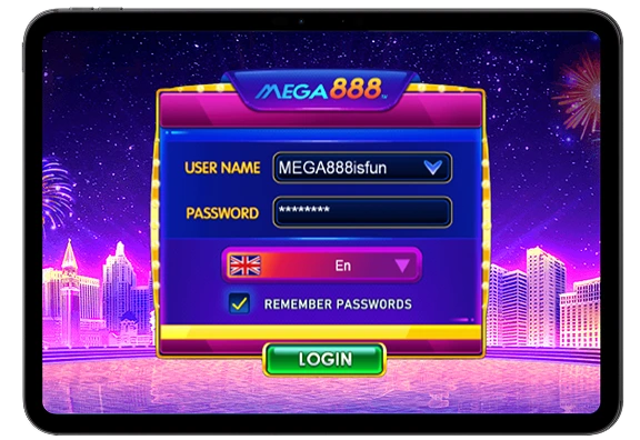 Mega888 app login screen preview